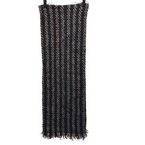 Weave o' The Irish Wool Scarf Black Brown Plaid Large EUC
